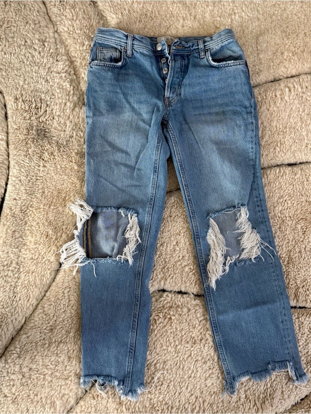 We the free Classic High-Rise Distressed Blue Women's Jeans